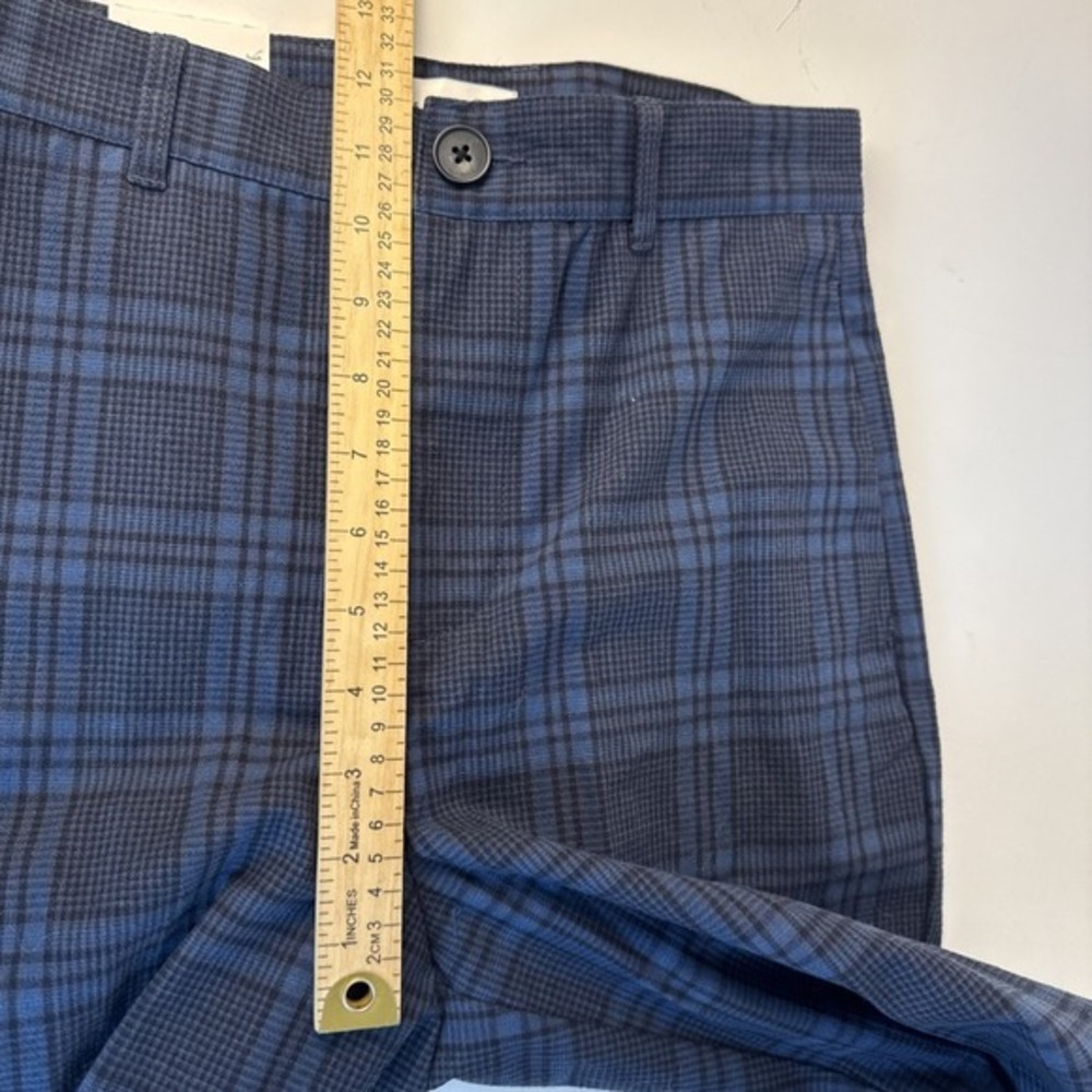 NWT Free Assembly Crop Kick Flare Trouser Women Size 2 Blue Plaid Cotton Stretch - Picture 8 of 15